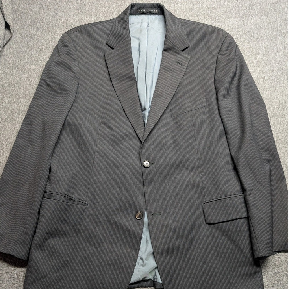 Hugo Boss Blazer Mens Charcoal Pinstripe Two Button Pasolini Movie Jacket 46R - Picture 2 of 16